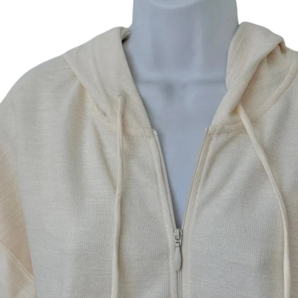 Old Navy Cream Ivory Zip Up Long Sleeve Boxy Crop Hoodie Sweatshirt Women's sz M - Picture 8 of 8